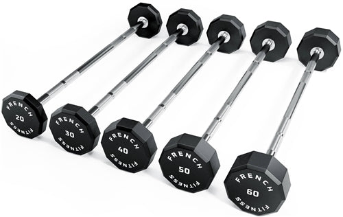 French Fitness Straight Urethane Barbell Bar - Set of 5 (20-60 lbs) Image