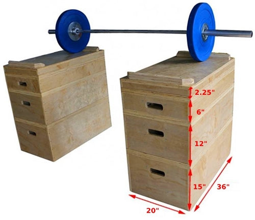 French Fitness Stackable Wood Jerk Blocks - Set of 8 Boxes (New)