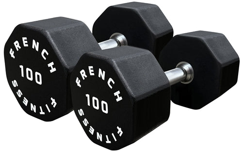 French Fitness Urethane 8 Sided Hex Dumbbell 100 lbs - Single (New)