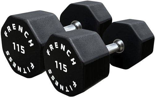 French Fitness Urethane 8 Sided Hex Dumbbell Set, 105-130 lbs (New)