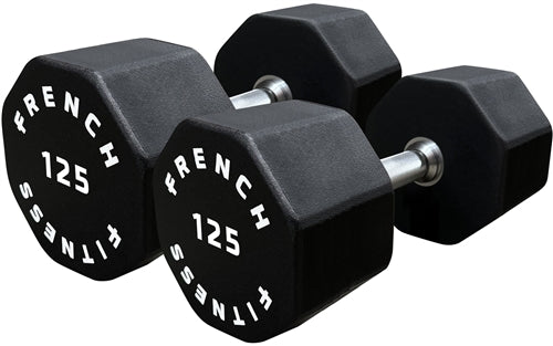 French Fitness Urethane 8 Sided Hex Dumbbell 125 lbs - Single (New)