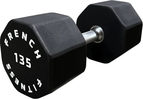 French Fitness Urethane 8 Sided Hex Dumbbell 135 lbs - Single (New)