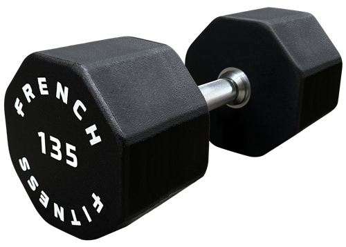 French Fitness Urethane 8 Sided Hex Dumbbell 135 lbs - Single Image