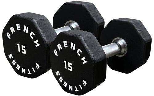 French Fitness Urethane 8 Sided Hex Dumbbell 15 lbs - Single (New)