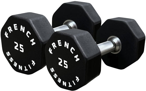 French Fitness Urethane 8 Sided Hex Dumbbell 25 lbs - Single (New)