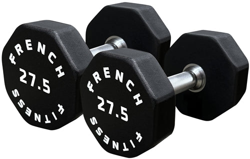 French Fitness Urethane 8 Sided Hex Dumbbell 27.5 lbs - Single (New)