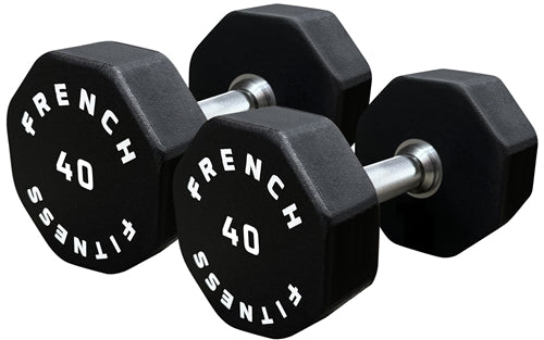 French Fitness Urethane 8 Sided Hex Dumbbell 40 lbs - Single (New)