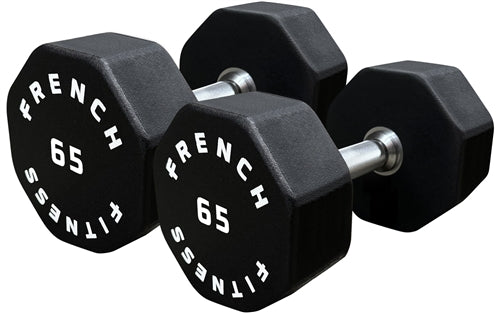 French Fitness Urethane 8 Sided Hex Dumbbell Set, 5-100 lbs (New)