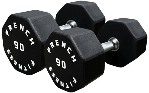 French Fitness Urethane 8 Sided Hex Dumbbell Set, 5-100 lbs (New)