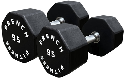 French Fitness Urethane 8 Sided Hex Dumbbell Set, 5-100 lbs (New)