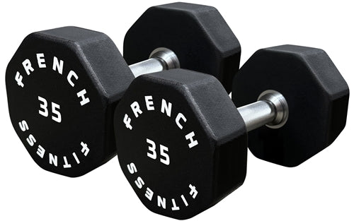 French Fitness Urethane 8 Sided Hex Dumbbell Set, 5-100 lbs (New)