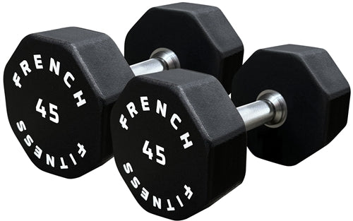 French Fitness Urethane 8 Sided Hex Dumbbell Set, 5-50 lbs (New)