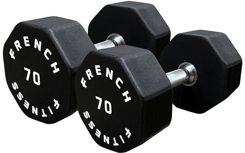 French Fitness Urethane 8 Sided Hex Dumbbell Set, 5-75 lbs (New)