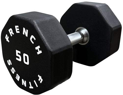 French Fitness Urethane 8 Sided Hex Dumbbell 50 bs - Single Image