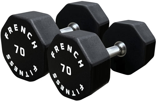 French Fitness Urethane 8 Sided Hex Dumbbell Set, 55-100 lbs (New)