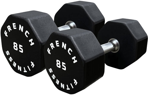 French Fitness Urethane 8 Sided Hex Dumbbell Set, 55-100 lbs (New)