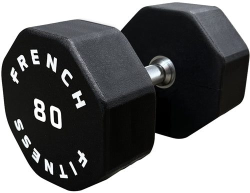 French Fitness Urethane 8 Sided Hex Dumbbell 80 lbs - Single Image