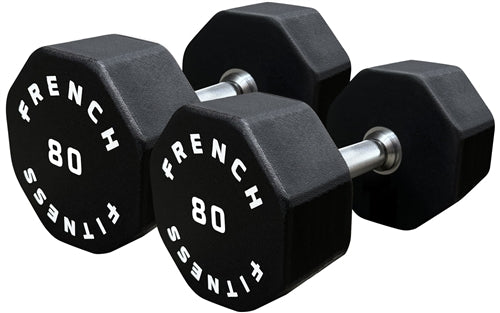 French Fitness Urethane 8 Sided Hex Dumbbell 80 lbs - Single (New)