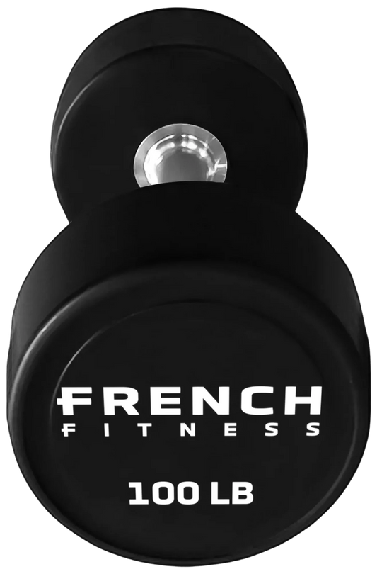 French Fitness Urethane Round Pro Style Dumbbell V2 100 lbs - Single (New)