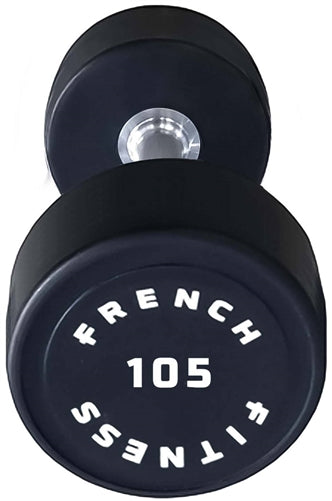 French Fitness Urethane Round Pro Style Dumbbell 105 lbs - Single Image