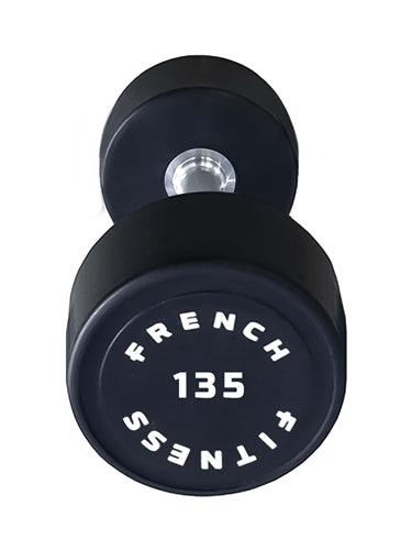 French Fitness Urethane Round Pro Style Dumbbell 135 lbs - Single Image