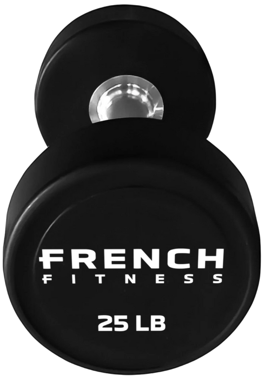 French Fitness Urethane Round Pro Style Dumbbell V2 25 lbs - Single (New)