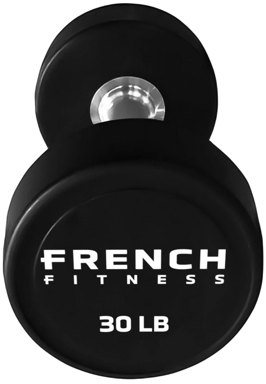 French Fitness Urethane Round Pro Style Dumbbell V2 30 lbs - Single (New)