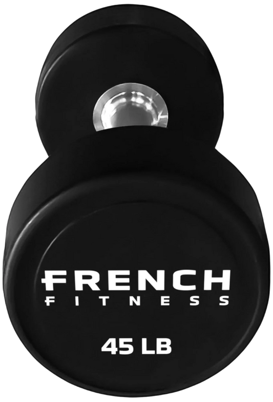 French Fitness Urethane Round Pro Style Dumbbell V2 45 lbs - Single (New)