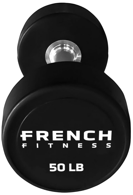 French Fitness Urethane Round Pro Style Dumbbell V2 50 lbs - Single (New)