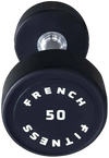 French Fitness Urethane Round Pro Style Dumbbell 50 lbs - Single (New)
