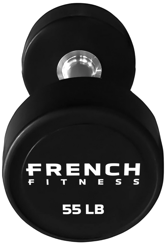 French Fitness Urethane Round Pro Style Dumbbell V2 55 lbs - Single (New)