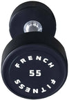 French Fitness Urethane Round Pro Style Dumbbell 55 lbs - Single (New)