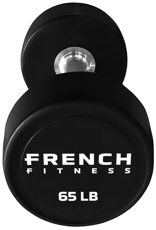 French Fitness Urethane Round Pro Style Dumbbell V2 65 lbs - Single (New)