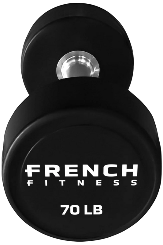 French Fitness Urethane Round Pro Style Dumbbell V2 70 lbs - Single (New)