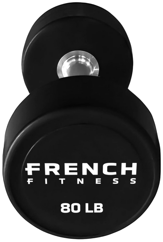 French Fitness Urethane Round Pro Style Dumbbell V2 80 lbs - Single (New)