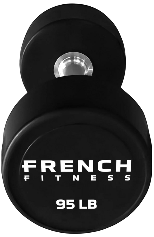 French Fitness Urethane Round Pro Style Dumbbell V2 95 lbs - Single (New)