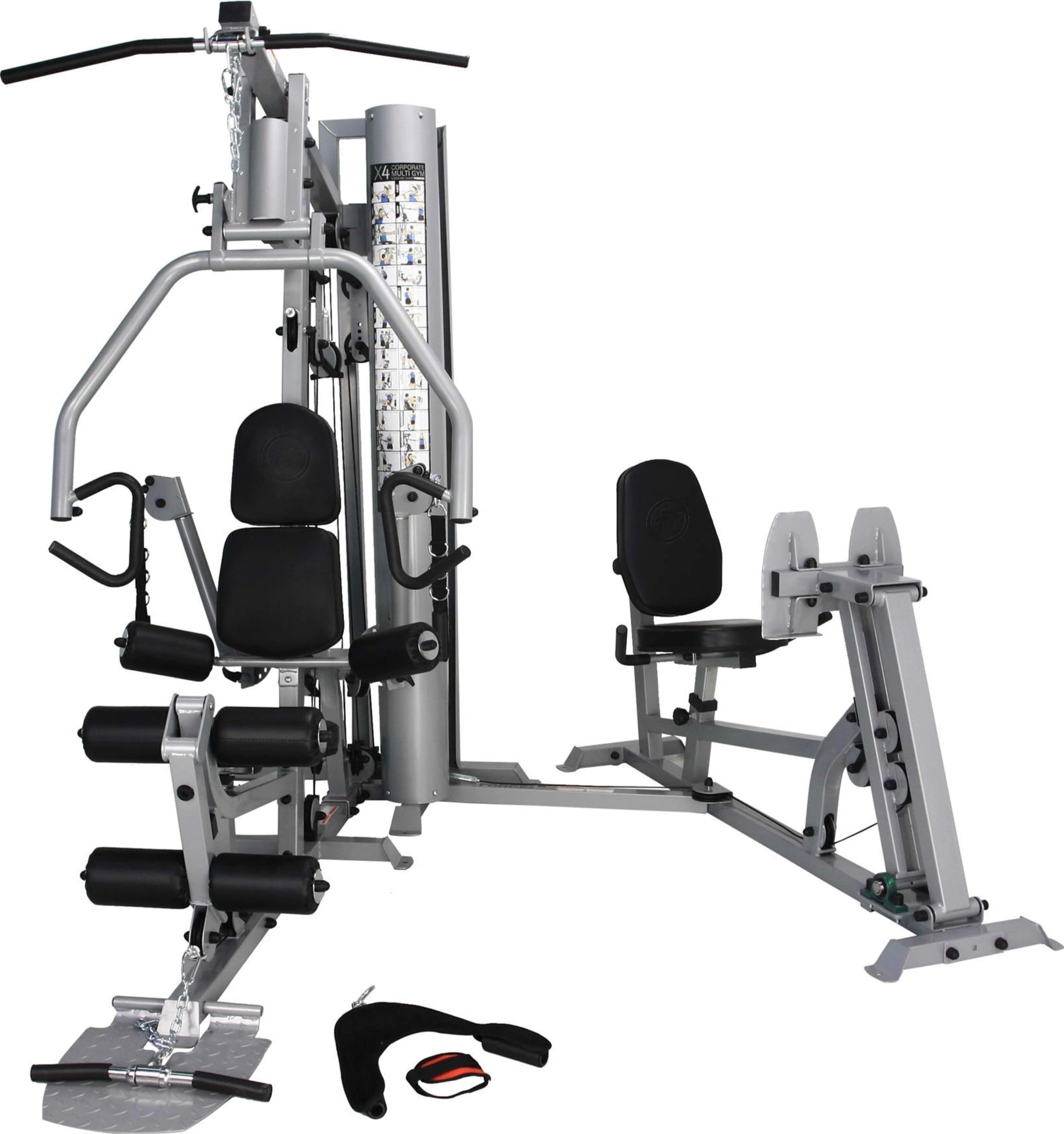 French Fitness X4 Functional Gym System w/Leg Press - Silver (New)