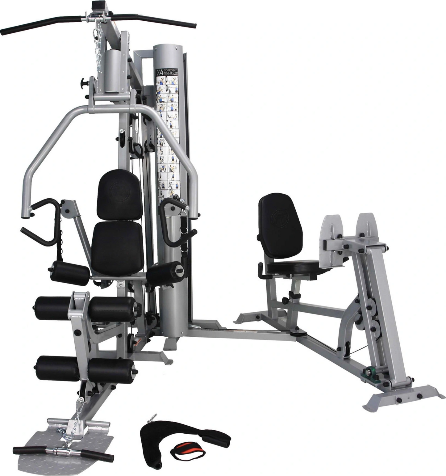 French Fitness X4 Functional Gym System w/Leg Press - Silver (New)