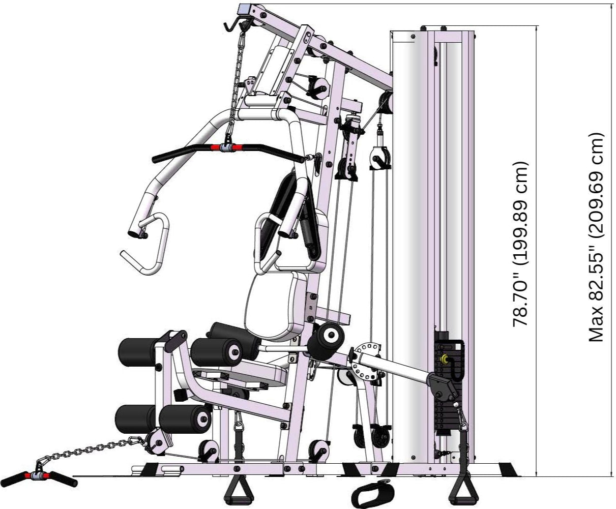 French Fitness X4 Functional Gym System w/Leg Press - Black (New)