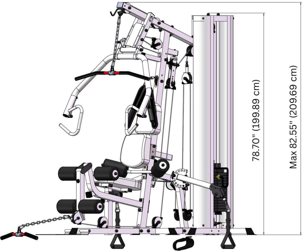 French Fitness X4 Functional Gym System w/Leg Press - Silver (New)