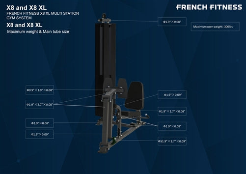 French Fitness X8-LP Leg Press - Black Attachment (New)