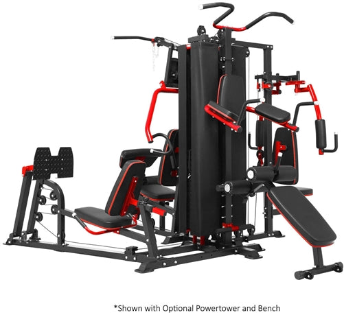 French Fitness X8 XL Multi Station Gym System, Red/Black (New)