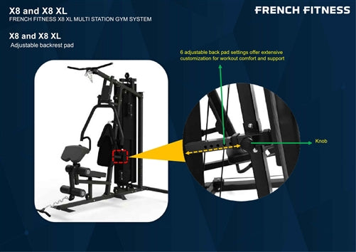 French Fitness X8 XL Multi Station Gym System - Black (New)