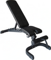 French Fitness Rubber Grip Weight Plate Set w/7 ft Bar 235 lbs + Rack + Bench (New)