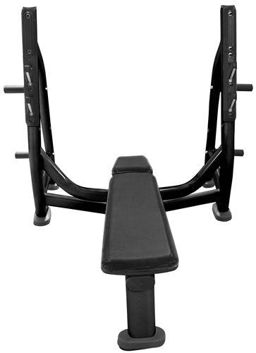 French Fitness FFB Black Olympic Flat Bench w/Weight Horns (New)