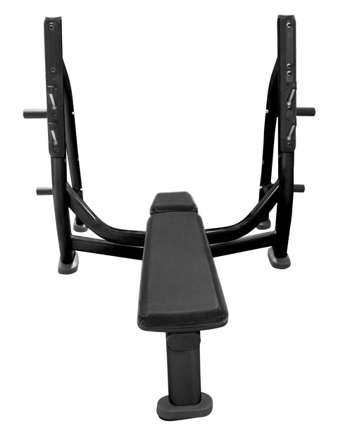 French Fitness FFB Black Olympic Flat Bench w/Weight Horns (New)