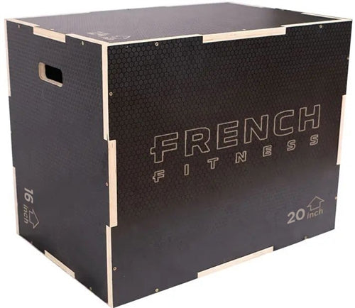 French Fitness16-20-24 3-In-1 Wooden Plyo Box - Black Image