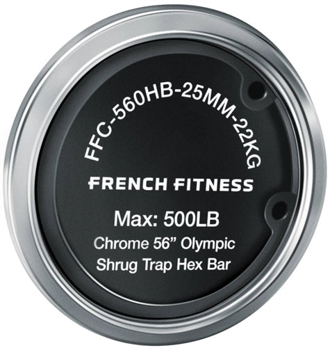 French Fitness Chrome 56" Olympic Shrug Trap Hex Bar (New)