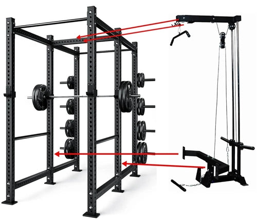 French Fitness R30-RE Commercial Power Rack w/Lat Pulldown / Low Row Image