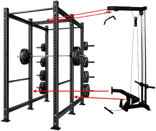 French Fitness R30-RE Commercial Power Rack w/Lat Pulldown / Low Row (New)